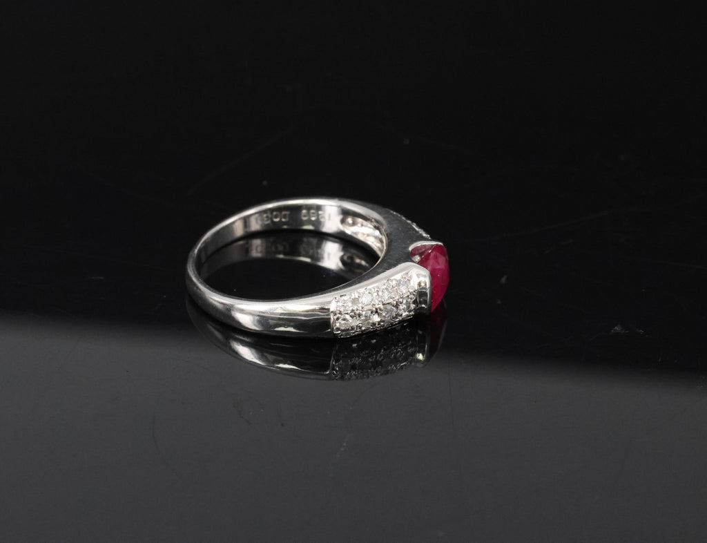 1.28ct GIA Burma Ruby & 0.30ct Diamond Platinum Ring Size 7.5, 7.2g