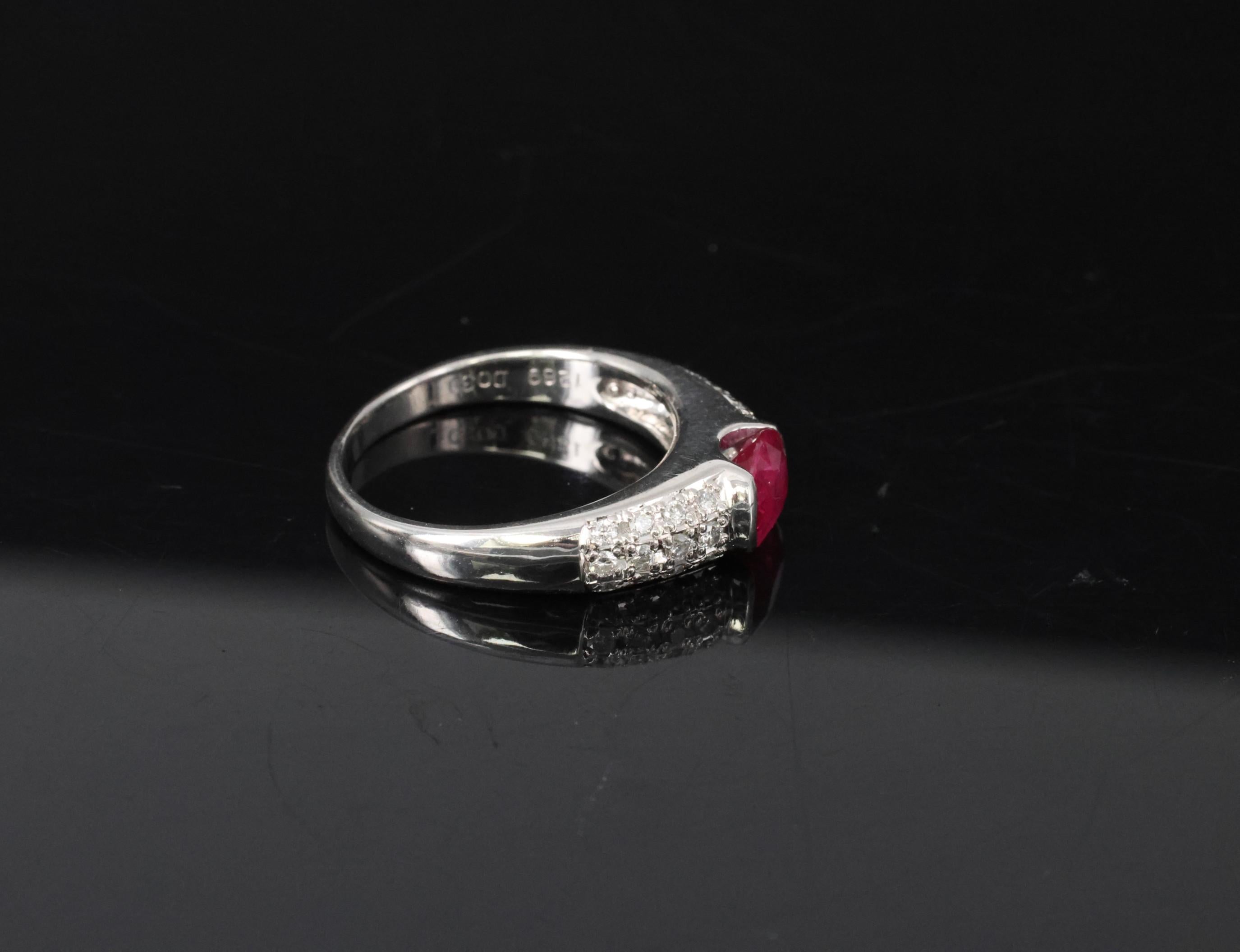 1.28ct GIA Burma Ruby & 0.30ct Diamond Platinum Ring Size 7.5, 7.2g