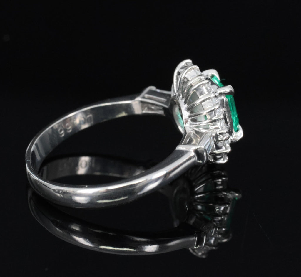 GEM 0.63ct GIA Natural Colombian Emerald 0.66ct Diamond Platinum Ring Size 6.75