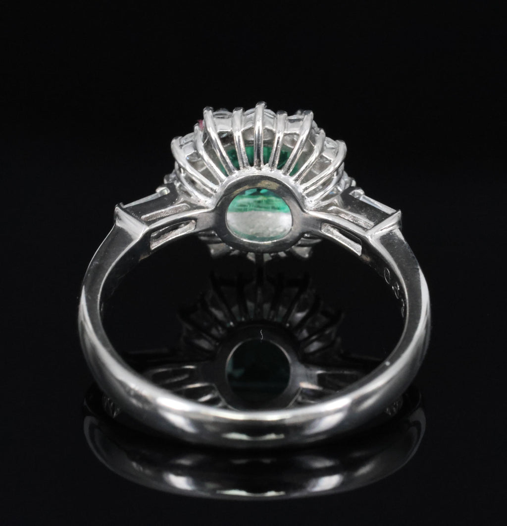 GEM 0.63ct GIA Natural Colombian Emerald 0.66ct Diamond Platinum Ring Size 6.75