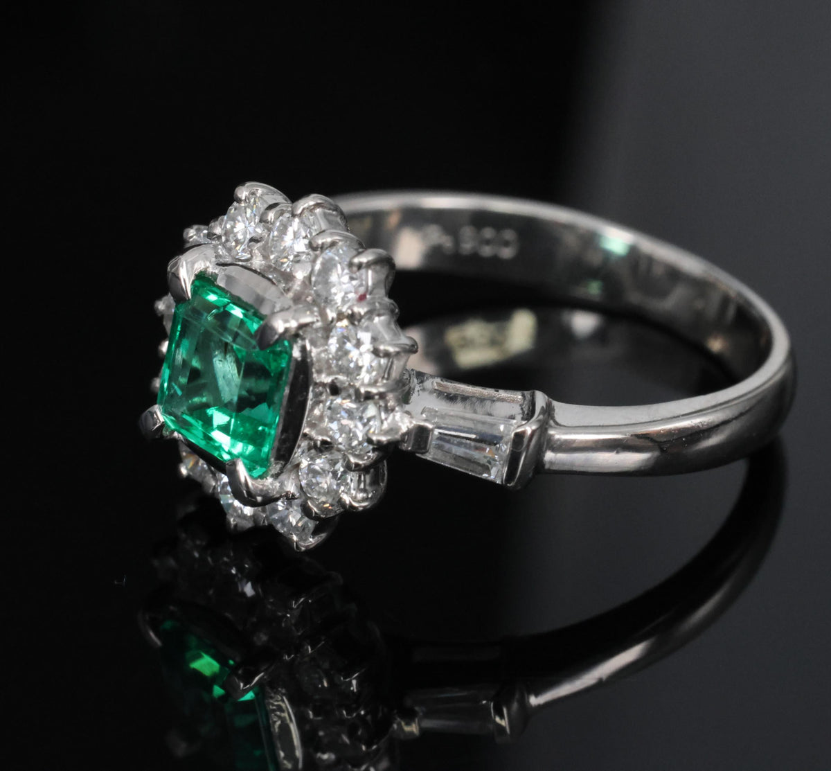 GEM 0.63ct GIA Natural Colombian Emerald 0.66ct Diamond Platinum Ring Size 6.75