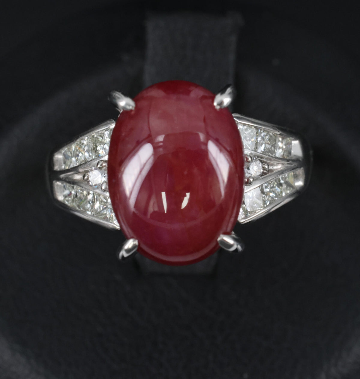7.76ct Natural Untreated Star Ruby & 0.50ct Diamond Platinum Ring, Size 5.75