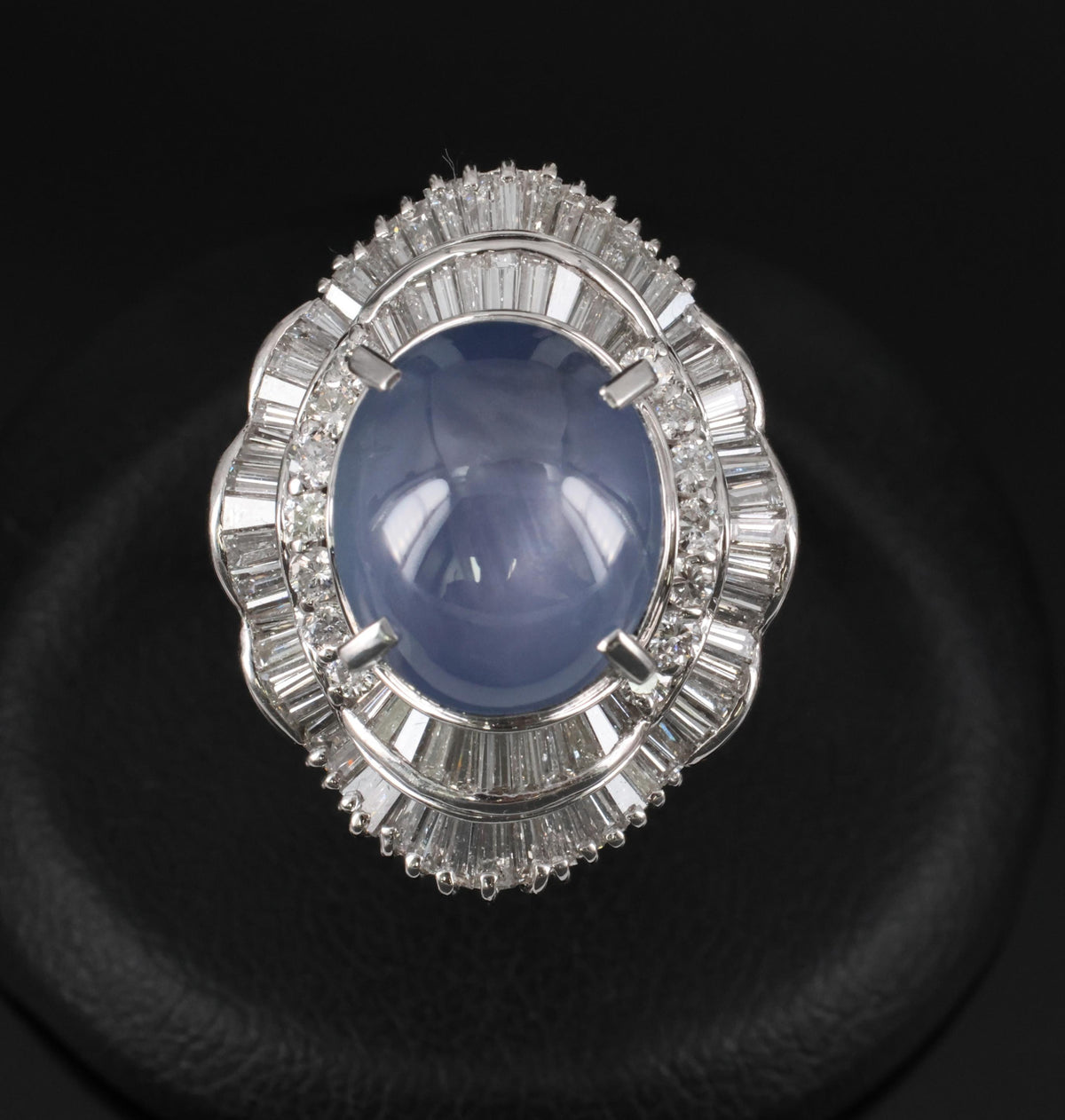 9.56ct Natural Untreated Blue Star Sapphire & 1.77ct Diamond Platinum Size, 5.5