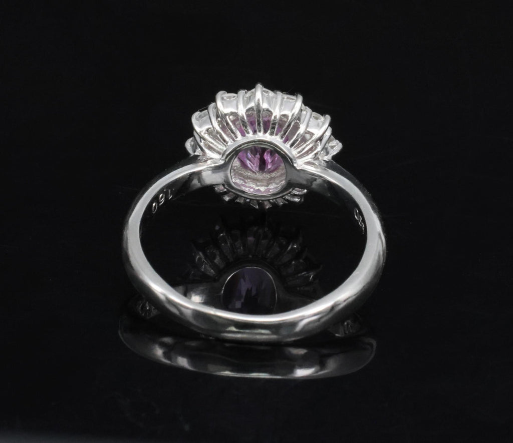Fine 1.60ct Vivid Pink Sapphire & 0.65ct Diamond Platinum Ring, Size 5.75