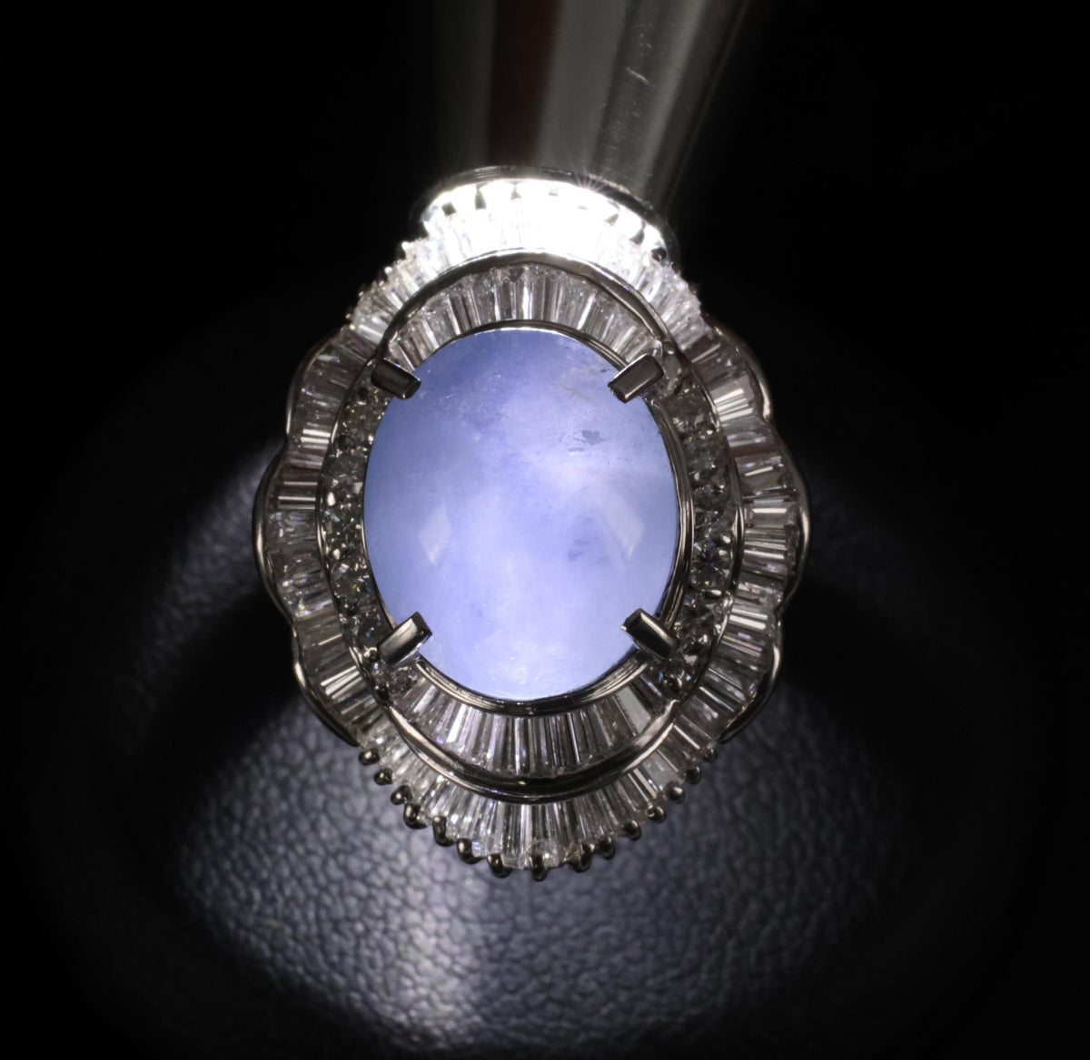 9.56ct Natural Untreated Blue Star Sapphire & 1.77ct Diamond Platinum Size, 5.5