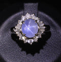 2.67ct Natural Untreated Star Sapphire & 0.64ct Diamond Platinum Ring, Size 6.25