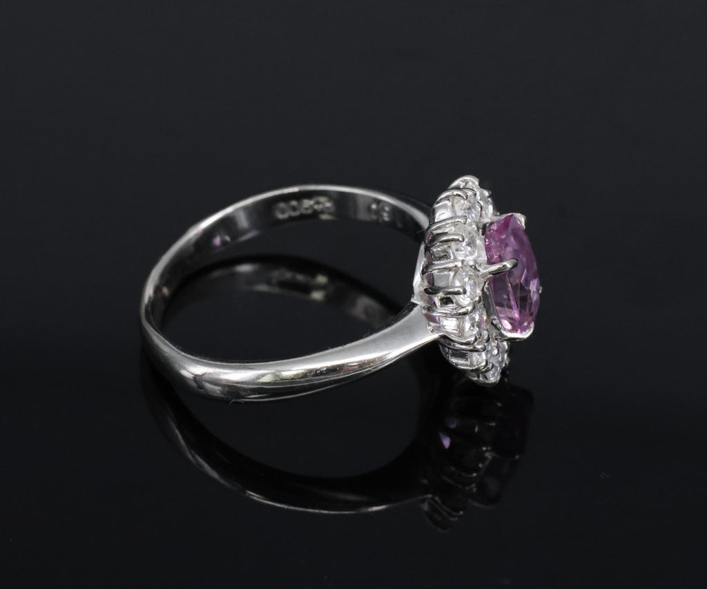 Fine 1.60ct Vivid Pink Sapphire & 0.65ct Diamond Platinum Ring, Size 5.75