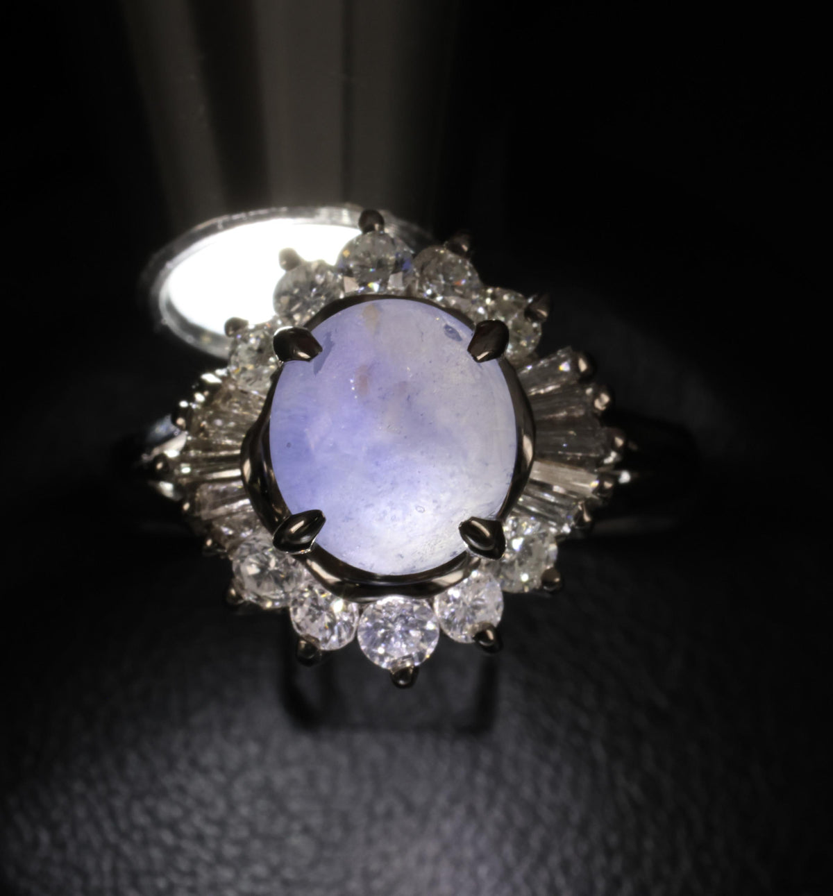 2.67ct Natural Untreated Star Sapphire & 0.64ct Diamond Platinum Ring, Size 6.25