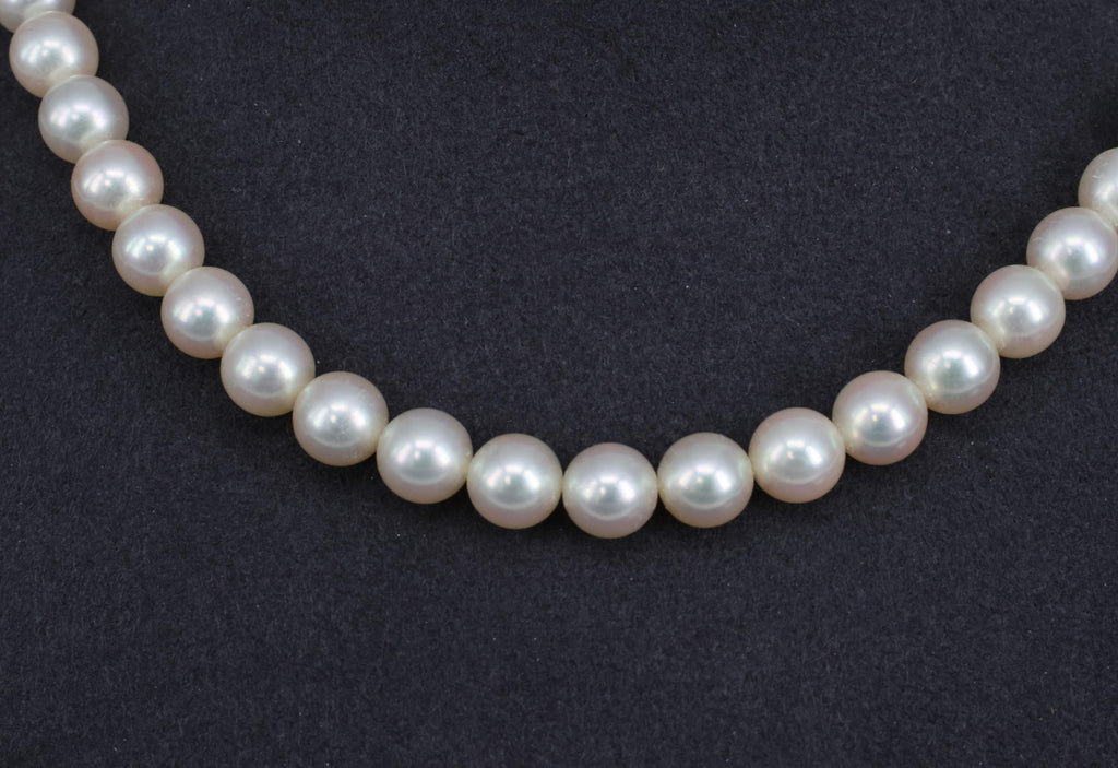Vintage 7mm to 7.3mm Cultured Saltwater Pearl & 14K Yellow Gold Necklace 34.1gr