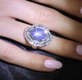 9.56ct Natural Untreated Blue Star Sapphire & 1.77ct Diamond Platinum Size, 5.5