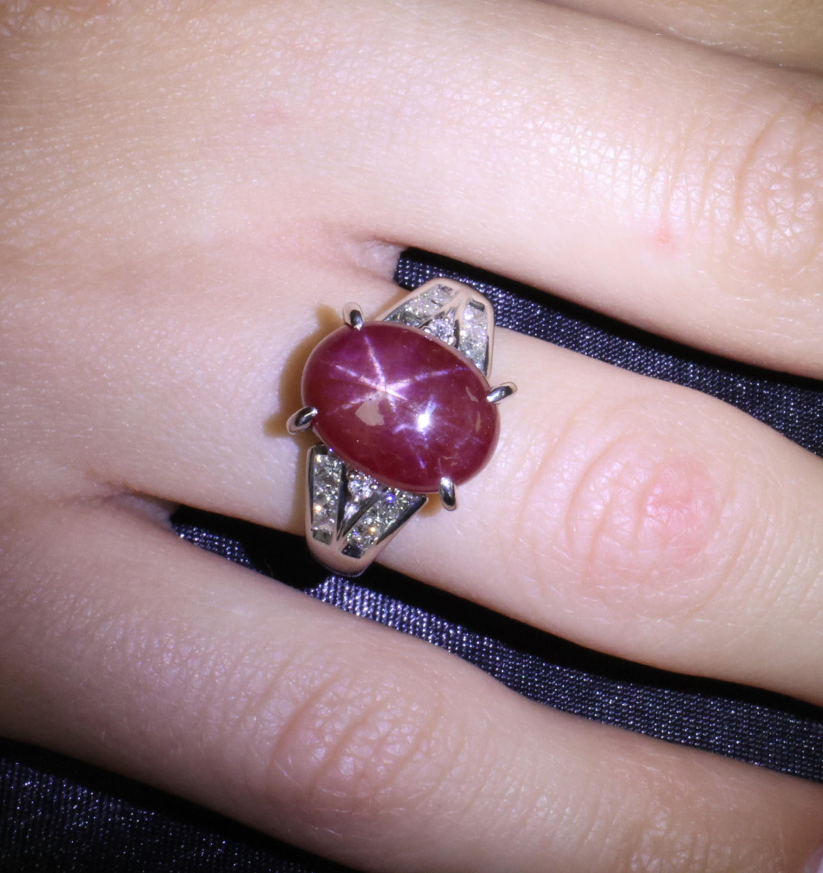 7.76ct Natural Untreated Star Ruby & 0.50ct Diamond Platinum Ring, Size 5.75