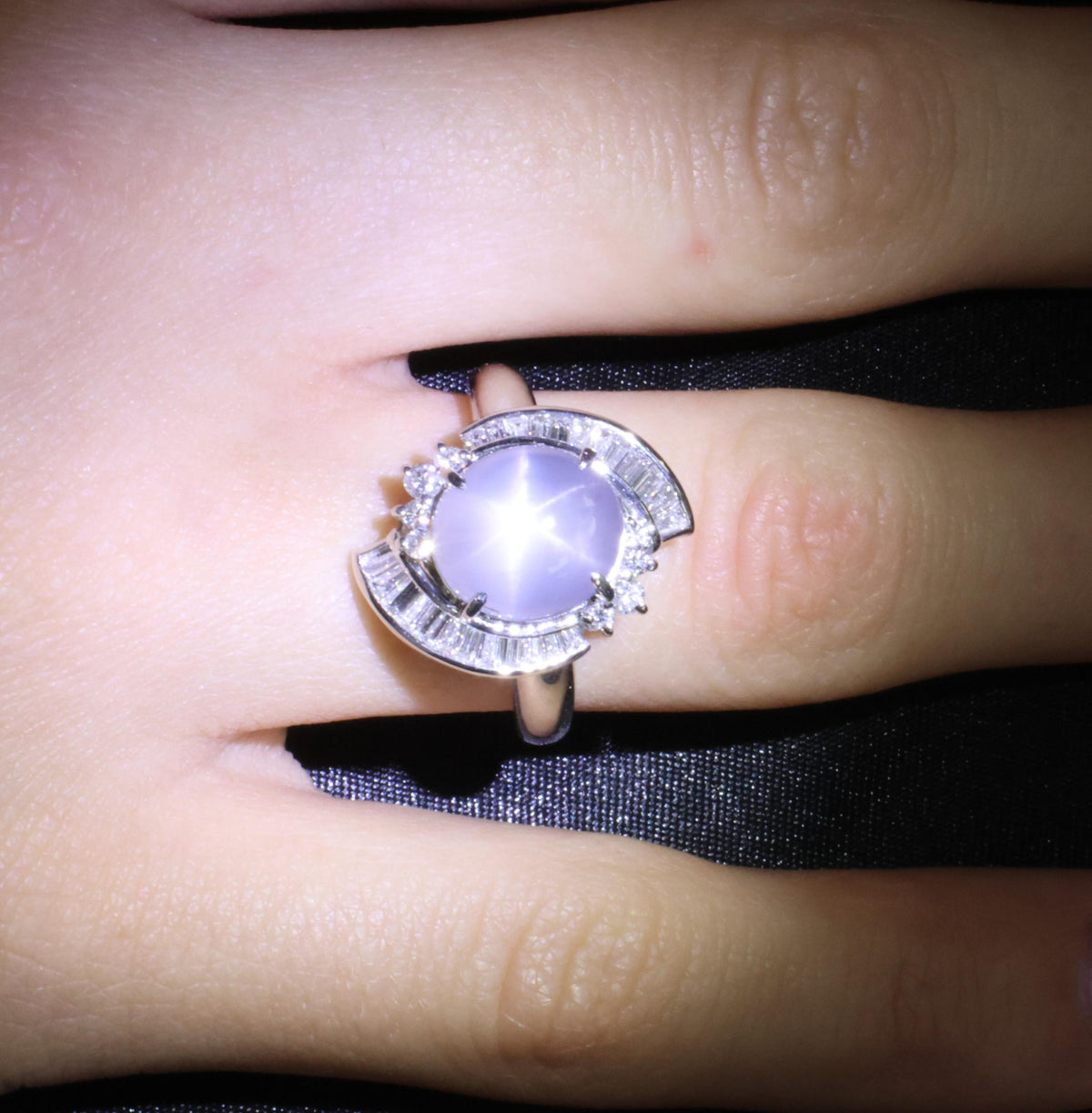 8.17ct Natural Untreated Star Sapphire & 0.60ct Diamond Platinum Ring, Size 7.5