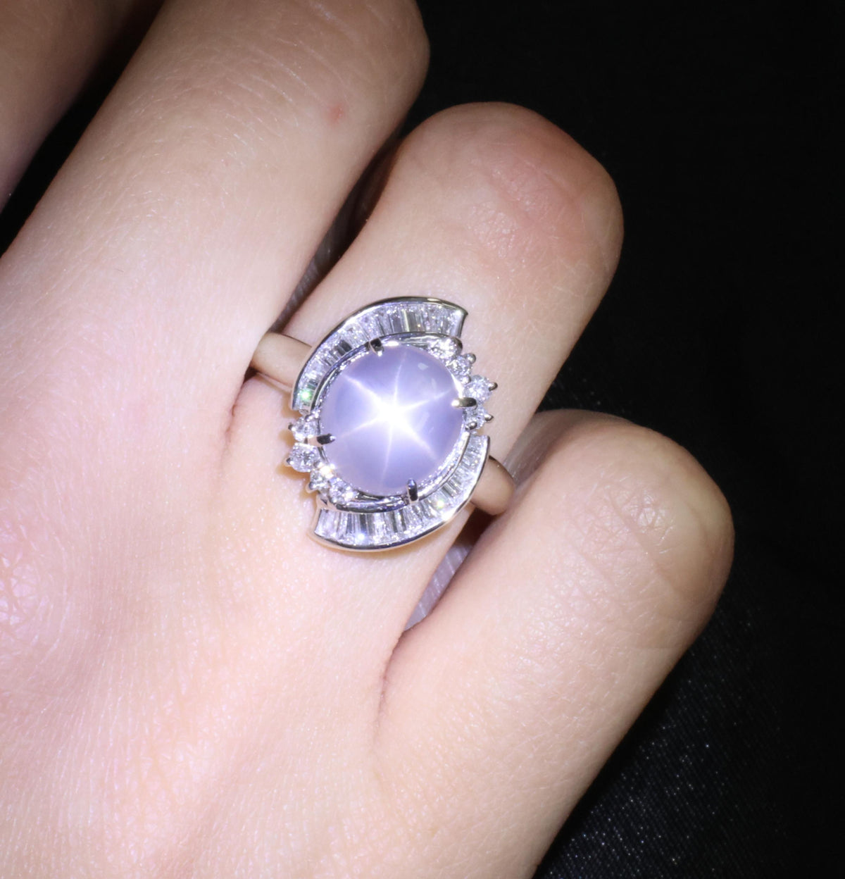 8.17ct Natural Untreated Star Sapphire & 0.60ct Diamond Platinum Ring, Size 7.5