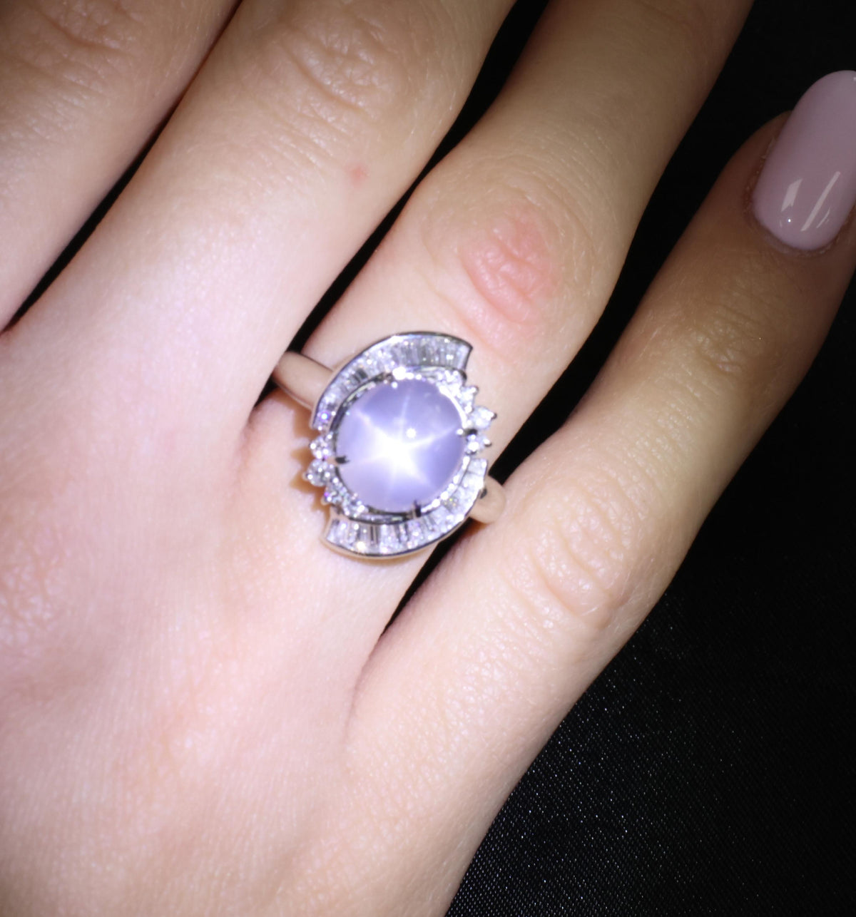 8.17ct Natural Untreated Star Sapphire & 0.60ct Diamond Platinum Ring, Size 7.5
