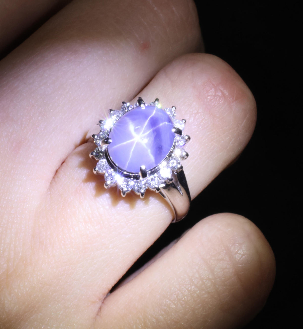 5.80ct Natural Untreated Star Sapphire & 0.60ct Diamond Platinum Ring, Size 6