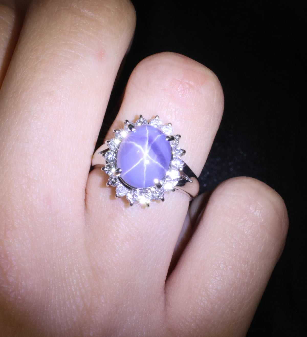 5.80ct Natural Untreated Star Sapphire & 0.60ct Diamond Platinum Ring, Size 6
