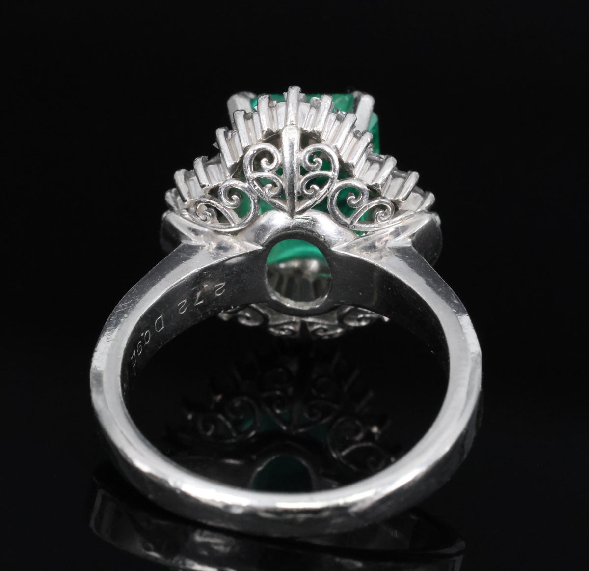 2.72ct GIA Colombia Intense Green Emerald &0.92ct Diamond Platinum Ring Size 5.5