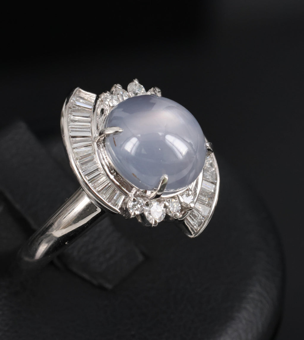 8.17ct Natural Untreated Star Sapphire & 0.60ct Diamond Platinum Ring, Size 7.5