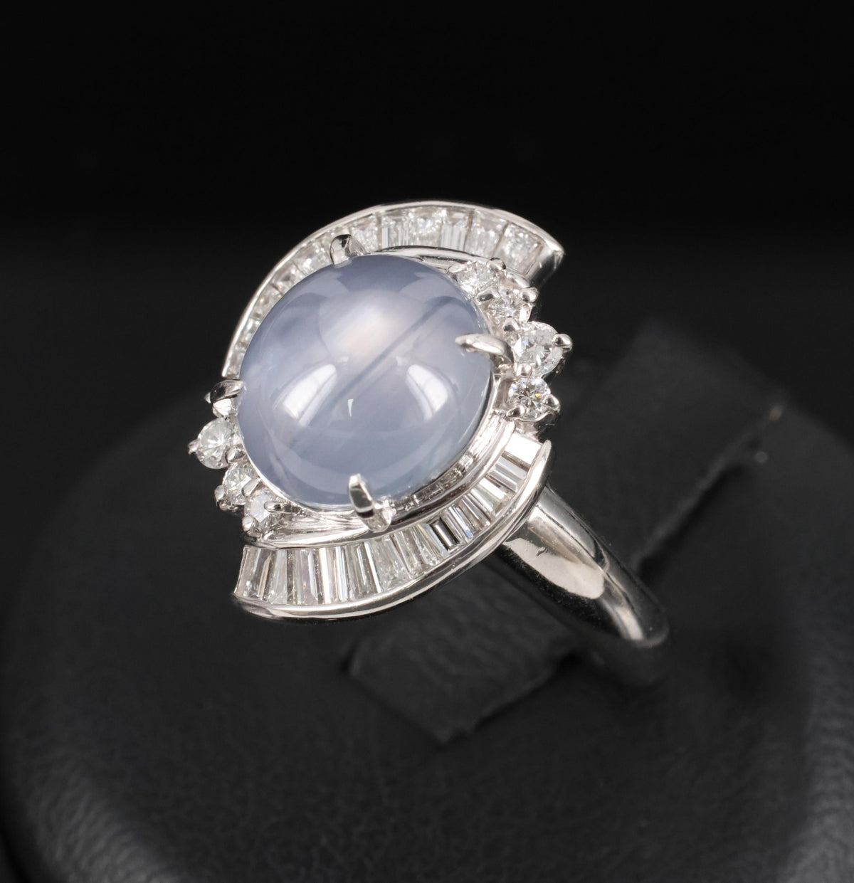 8.17ct Natural Untreated Star Sapphire & 0.60ct Diamond Platinum Ring, Size 7.5