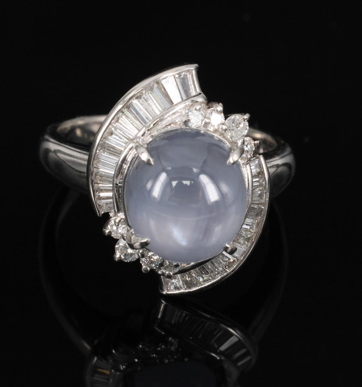 8.17ct Natural Untreated Star Sapphire & 0.60ct Diamond Platinum Ring, Size 7.5