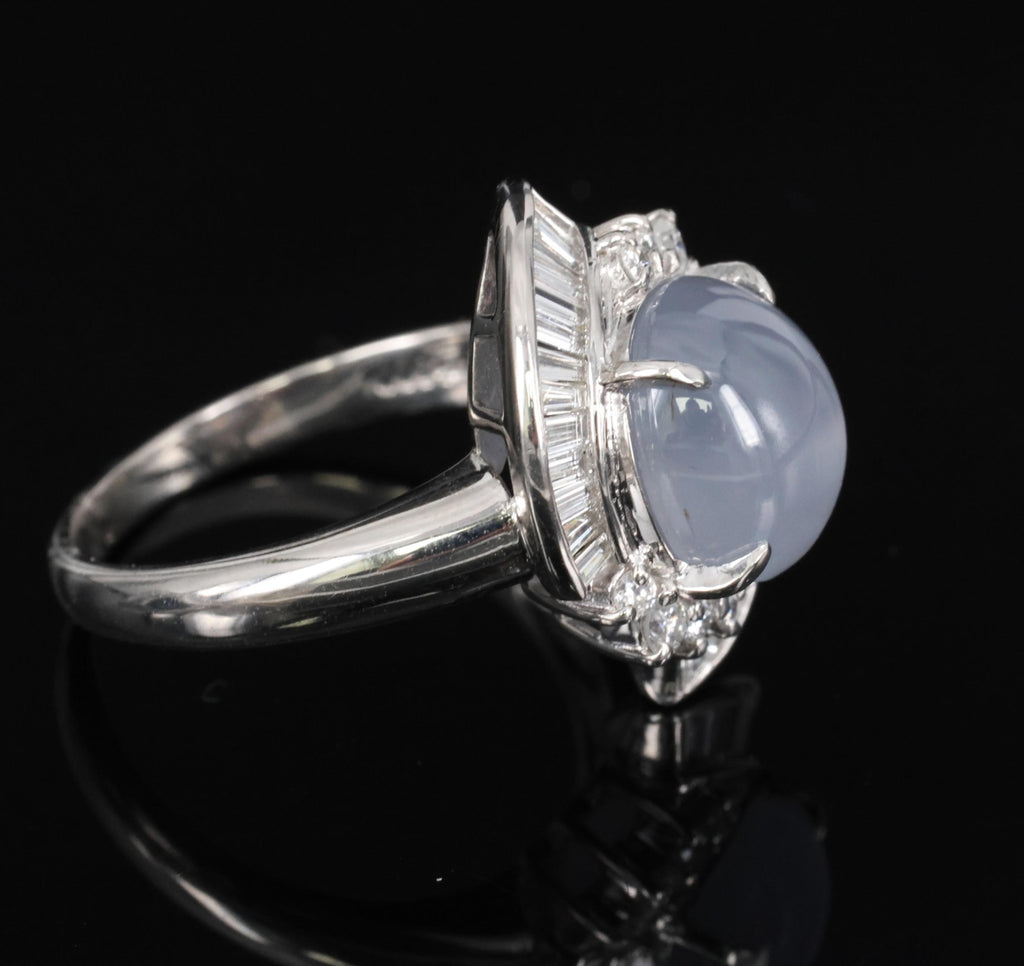 8.17ct Natural Untreated Star Sapphire & 0.60ct Diamond Platinum Ring, Size 7.5