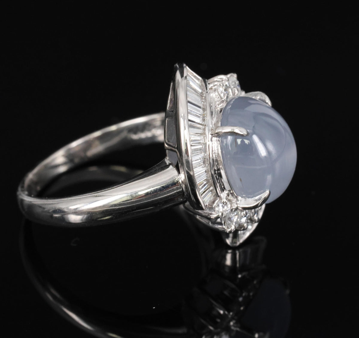 8.17ct Natural Untreated Star Sapphire & 0.60ct Diamond Platinum Ring, Size 7.5