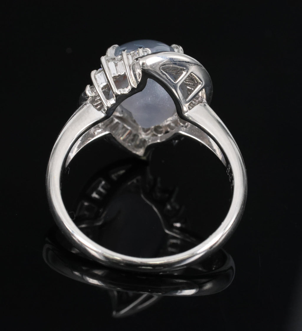 8.17ct Natural Untreated Star Sapphire & 0.60ct Diamond Platinum Ring, Size 7.5