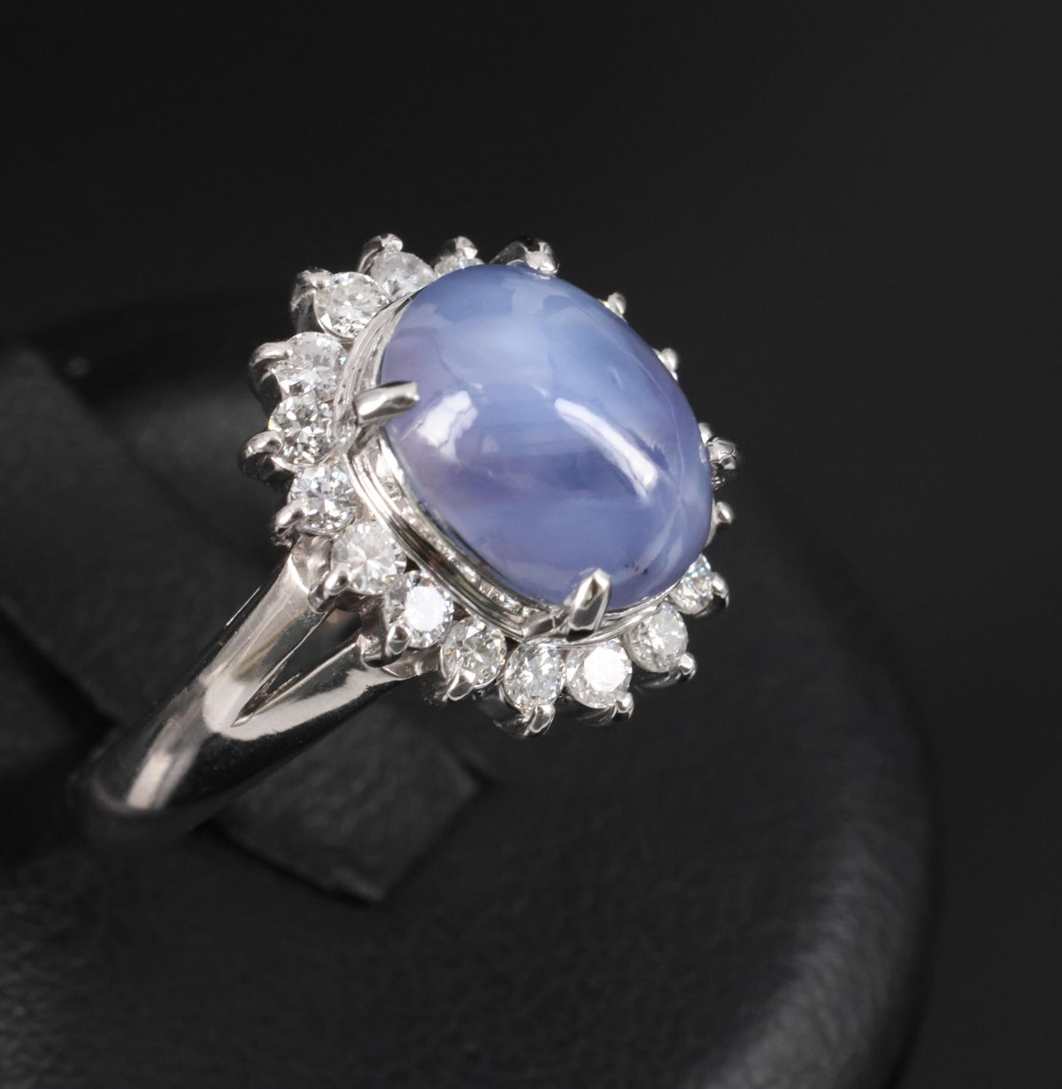 5.80ct Natural Untreated Star Sapphire & 0.60ct Diamond Platinum Ring, Size 6