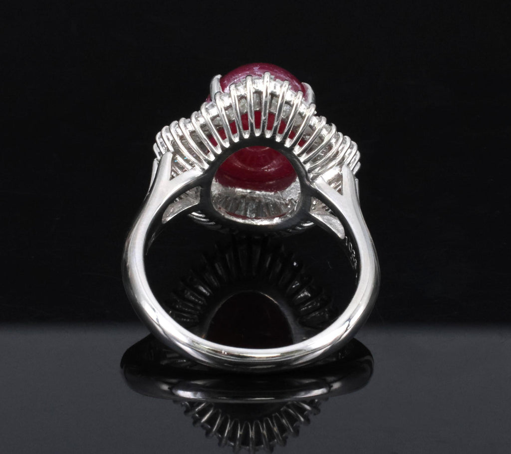 Vintage 10.23ct Natural Ruby & 1.58ct Diamond Platinum Ring Size 8.25 13.4gr