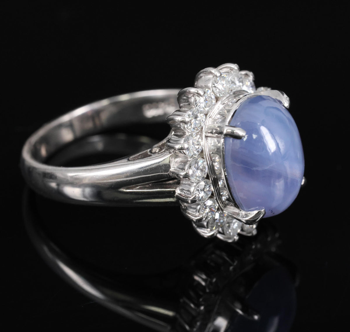 5.80ct Natural Untreated Star Sapphire & 0.60ct Diamond Platinum Ring, Size 6