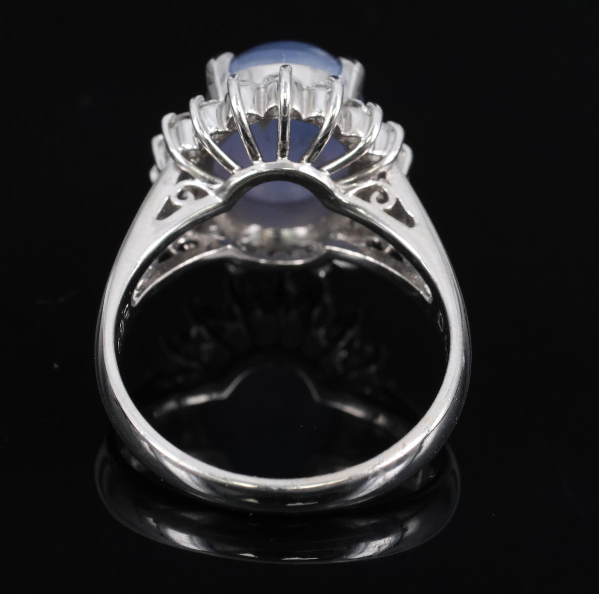 5.80ct Natural Untreated Star Sapphire & 0.60ct Diamond Platinum Ring, Size 6