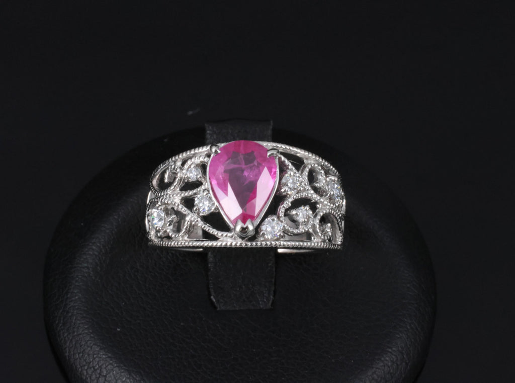 Estate 1.43ct AIGS Burma Ruby 0.20ct Diamond Platinum Ring 7.7g Size 6.25