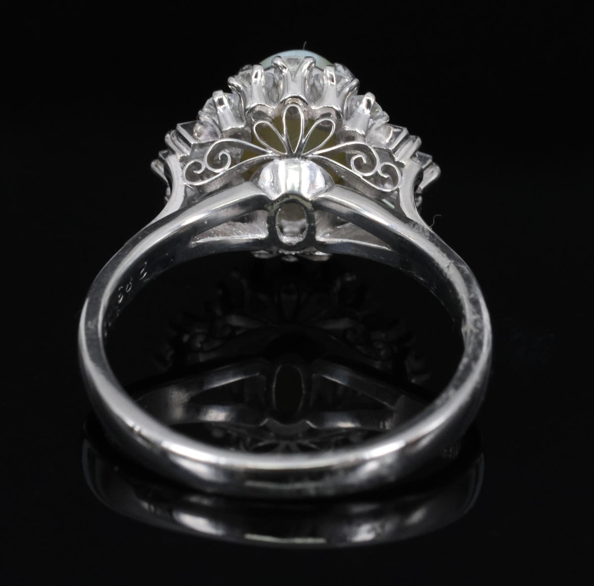 2.83ct Natural Chrysoberyl Cat's Eye & 0.69ct Diamond Platinum Ring, Size 7.75