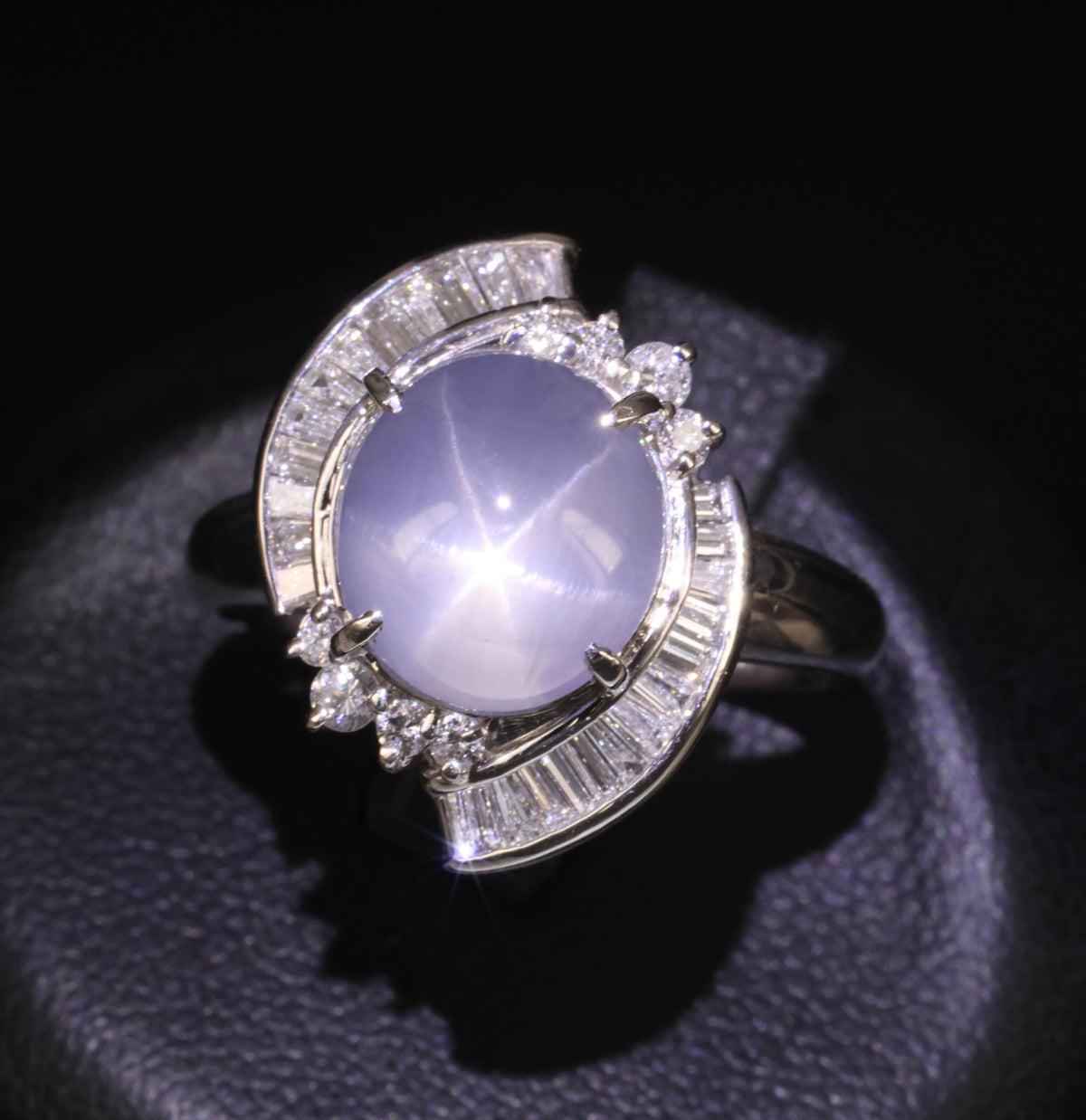 8.17ct Natural Untreated Star Sapphire & 0.60ct Diamond Platinum Ring, Size 7.5