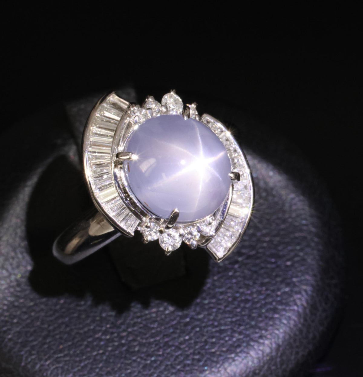 8.17ct Natural Untreated Star Sapphire & 0.60ct Diamond Platinum Ring, Size 7.5