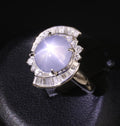 8.17ct Natural Untreated Star Sapphire & 0.60ct Diamond Platinum Ring, Size 7.5