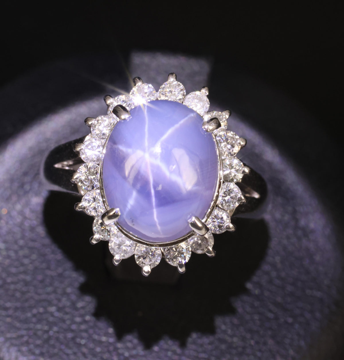 5.80ct Natural Untreated Star Sapphire & 0.60ct Diamond Platinum Ring, Size 6