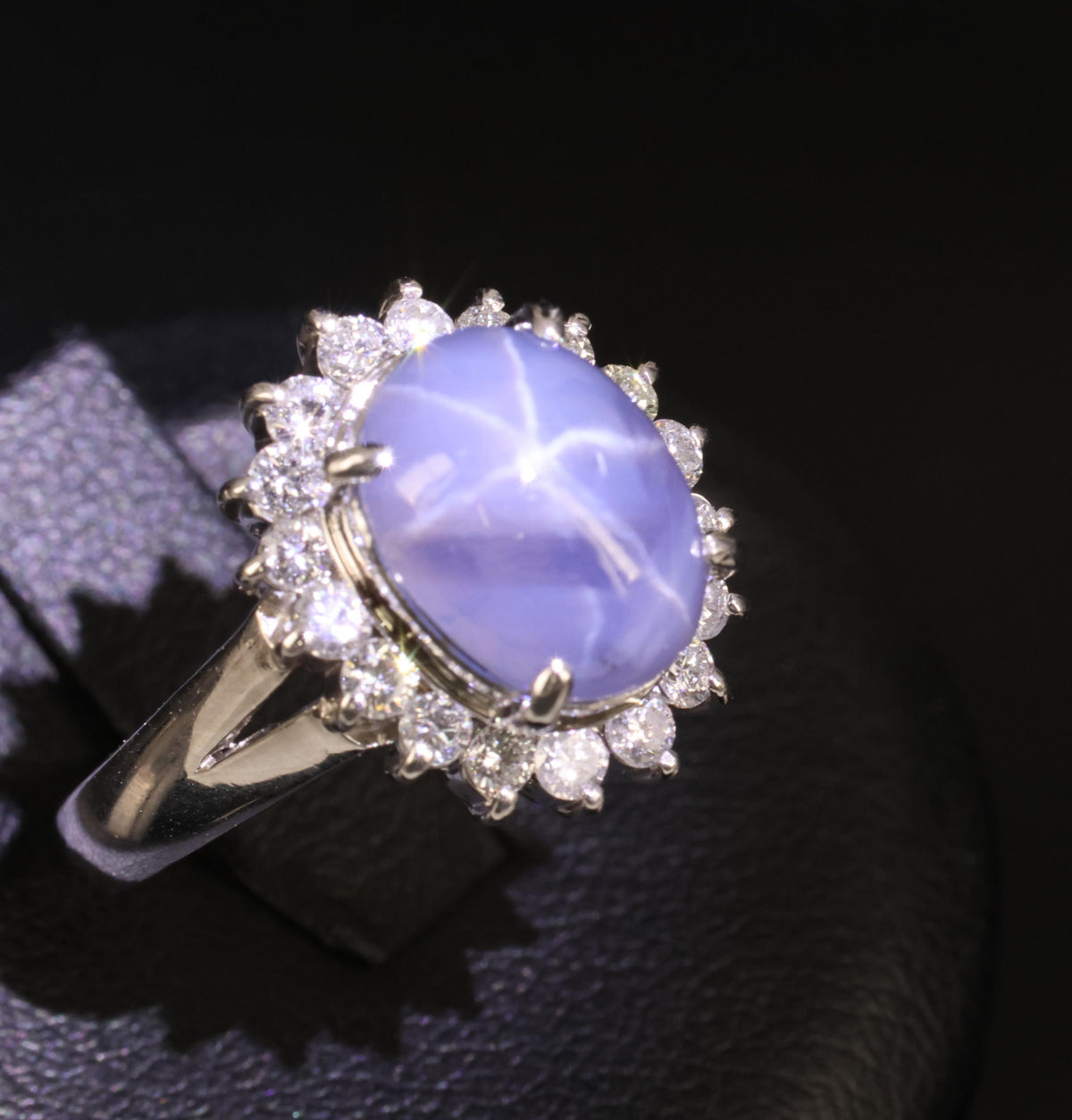 5.80ct Natural Untreated Star Sapphire & 0.60ct Diamond Platinum Ring, Size 6