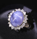 5.80ct Natural Untreated Star Sapphire & 0.60ct Diamond Platinum Ring, Size 6