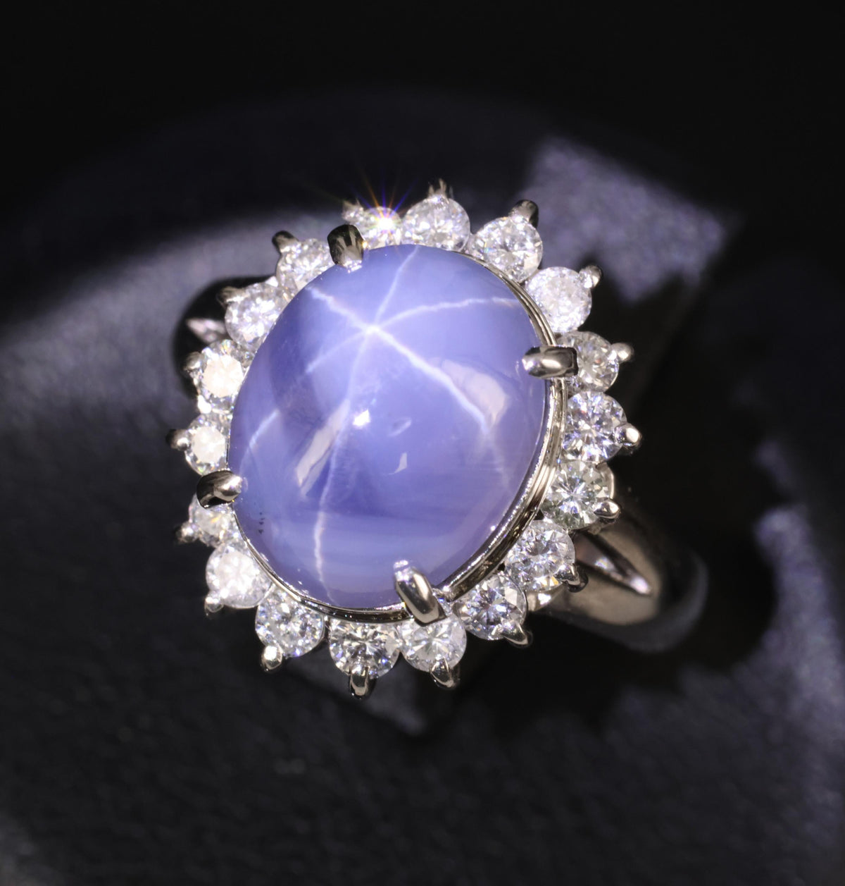 5.80ct Natural Untreated Star Sapphire & 0.60ct Diamond Platinum Ring, Size 6