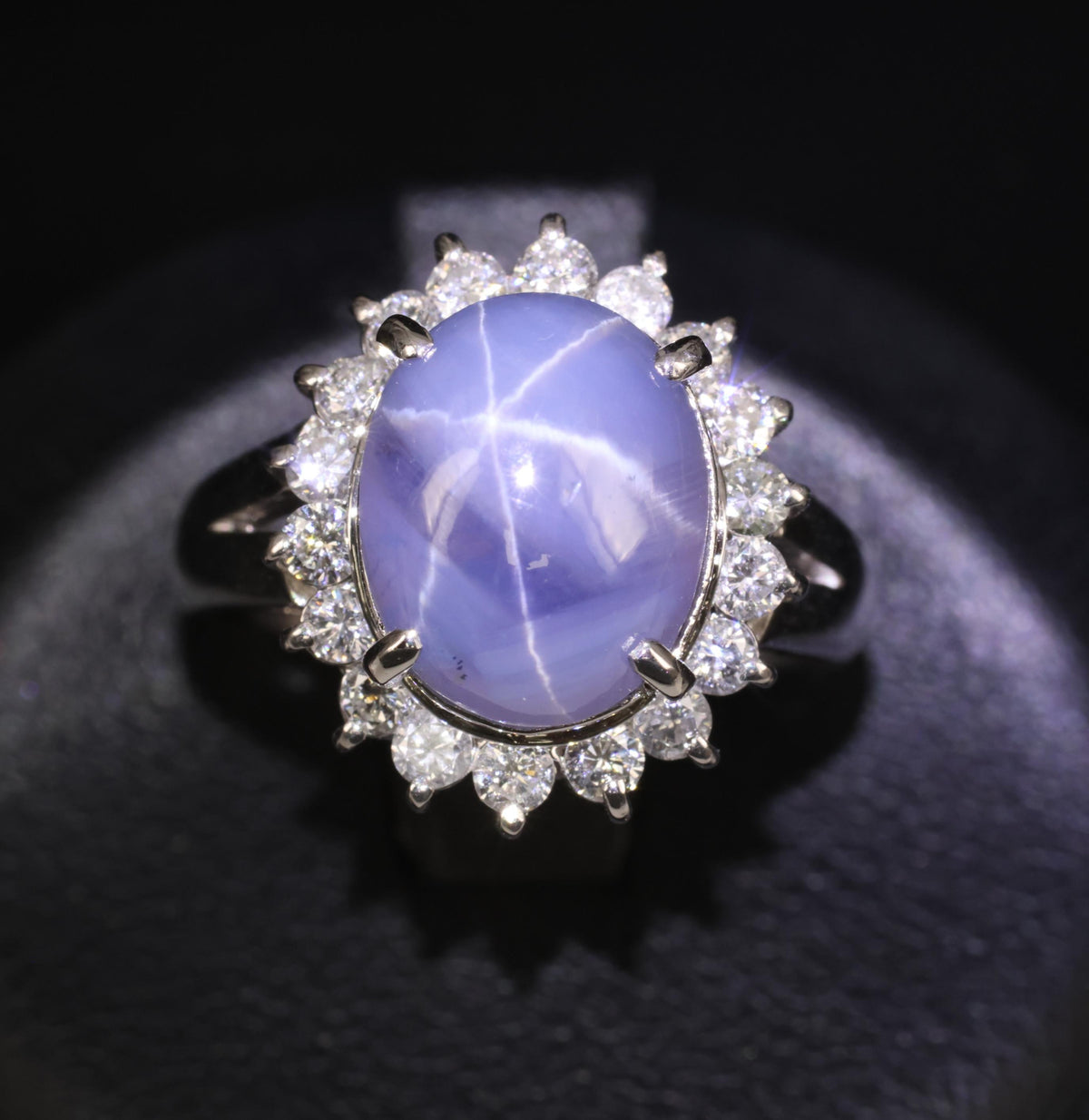 5.80ct Natural Untreated Star Sapphire & 0.60ct Diamond Platinum Ring, Size 6