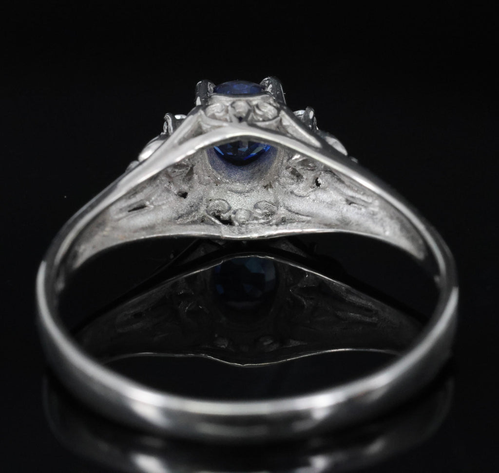 0.46ct Natural Royal Blue Sapphire & 0.51ct Diamond Platinum Ring, Size 6.5