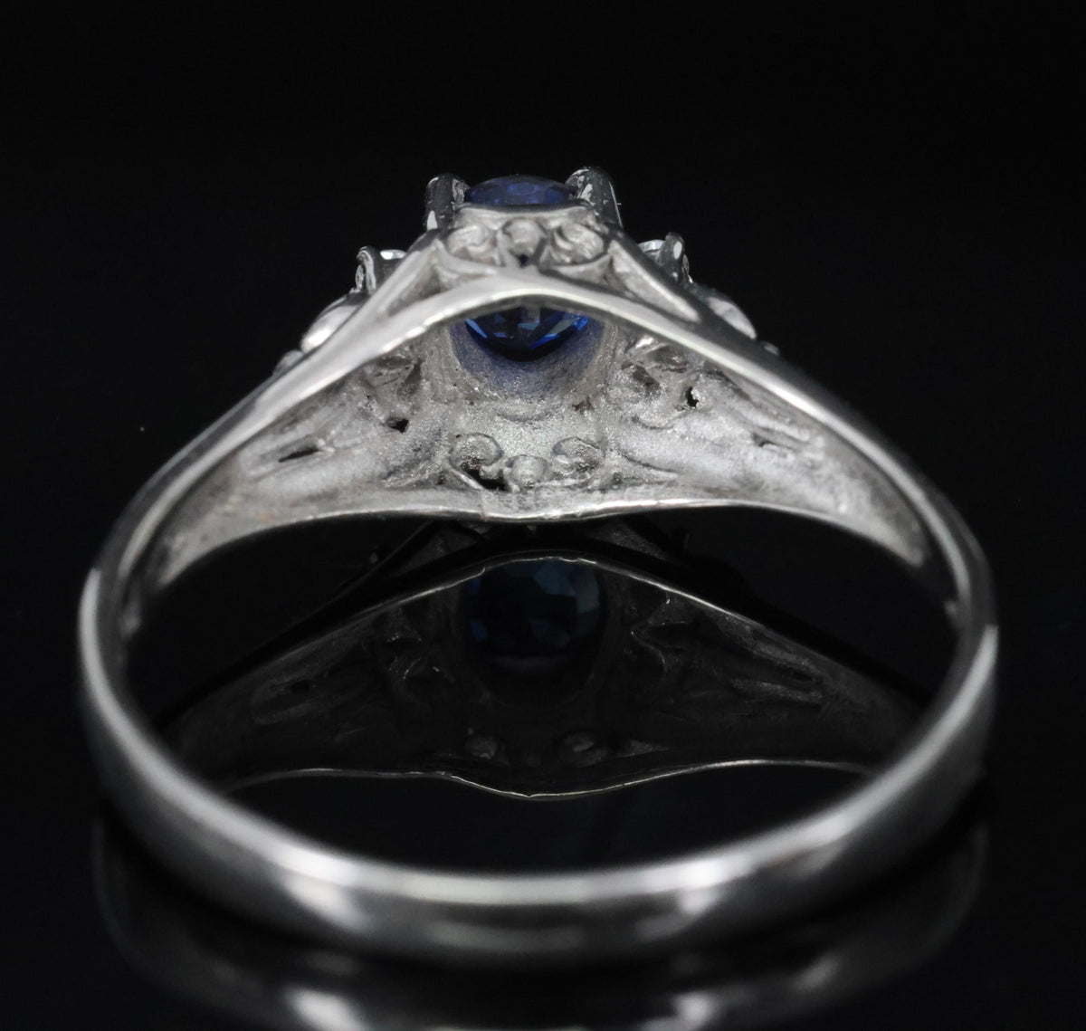 0.46ct Natural Royal Blue Sapphire & 0.51ct Diamond Platinum Ring, Size 6.5