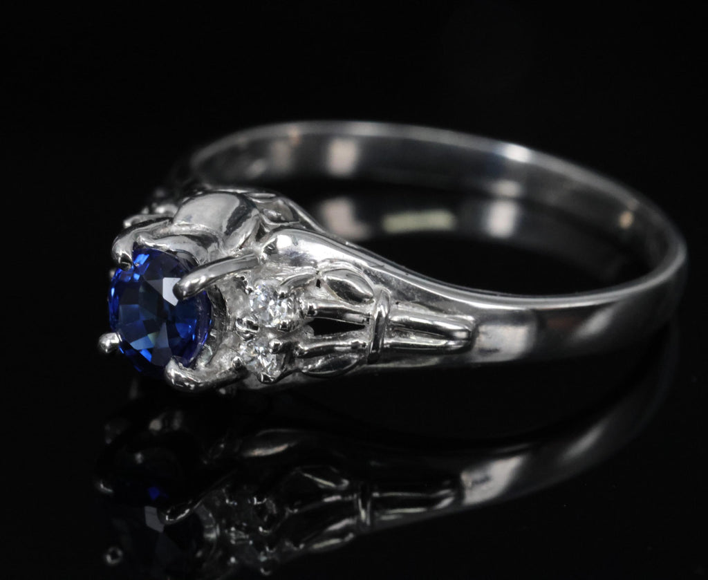0.46ct Natural Royal Blue Sapphire & 0.51ct Diamond Platinum Ring, Size 6.5