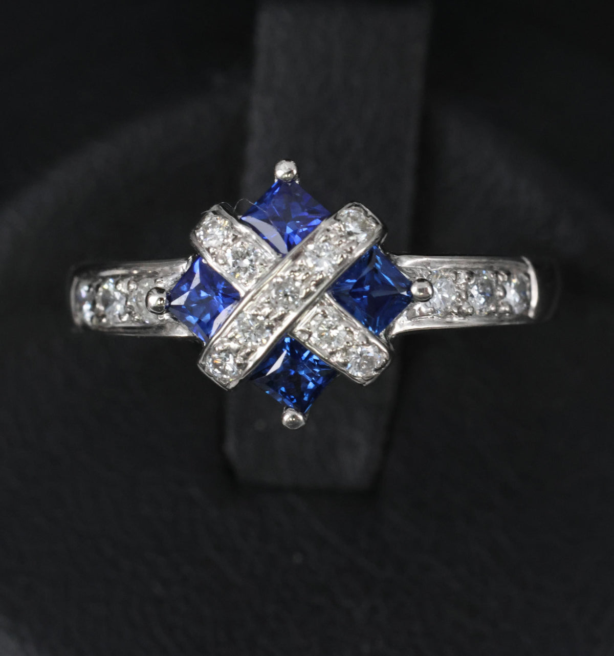 Fine 0.50ct Natural Royal Blue Sapphire & 0.25ct Diamond Platinum Ring, Size 6