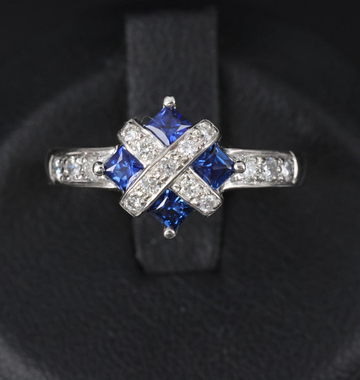 Fine 0.50ct Natural Royal Blue Sapphire & 0.25ct Diamond Platinum Ring, Size 6