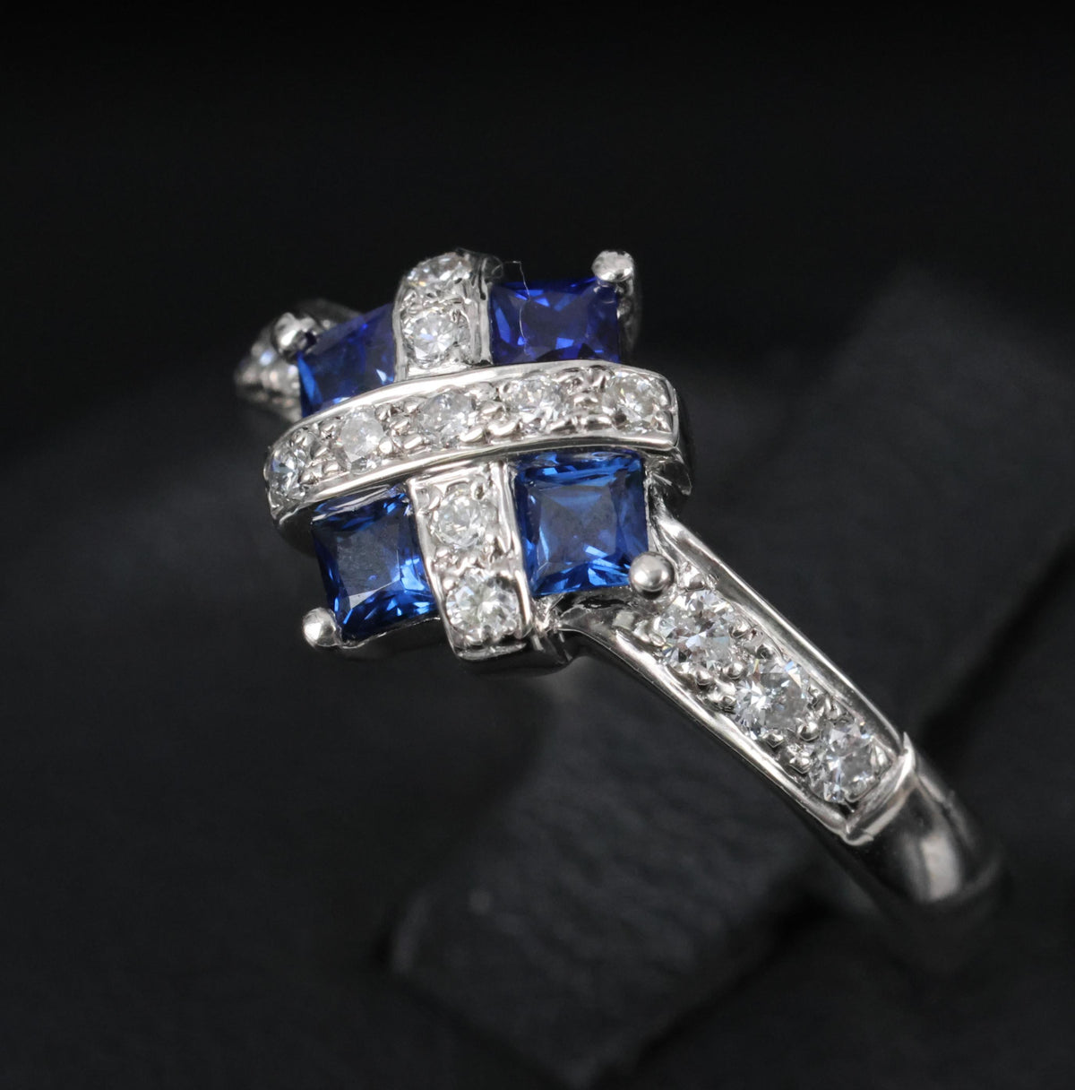 Fine 0.50ct Natural Royal Blue Sapphire & 0.25ct Diamond Platinum Ring, Size 6