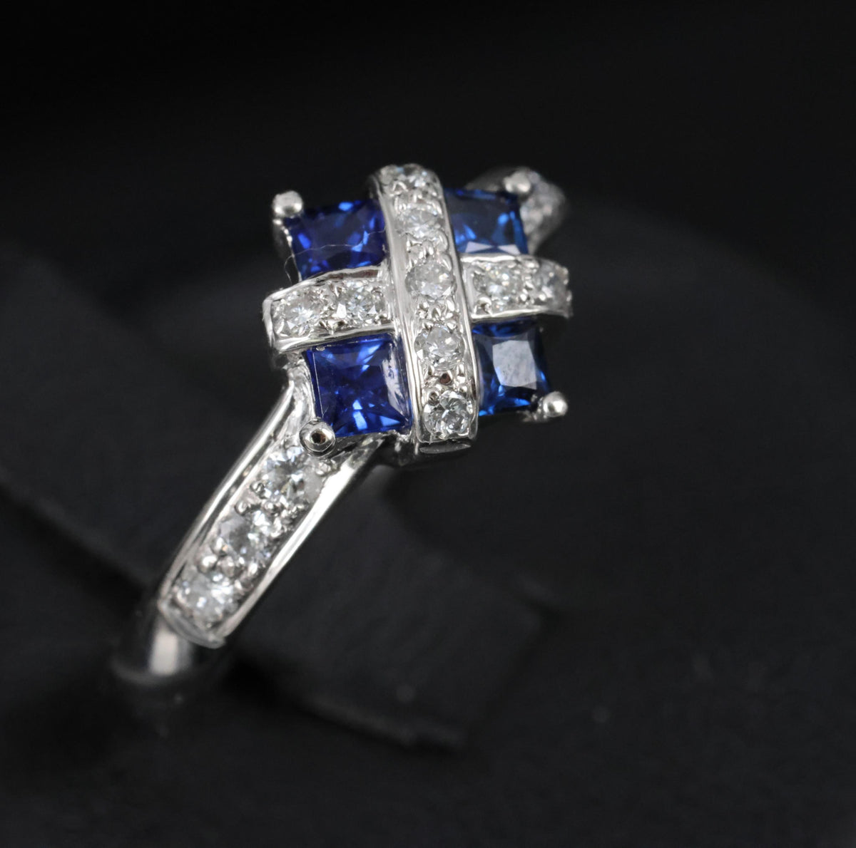 Fine 0.50ct Natural Royal Blue Sapphire & 0.25ct Diamond Platinum Ring, Size 6