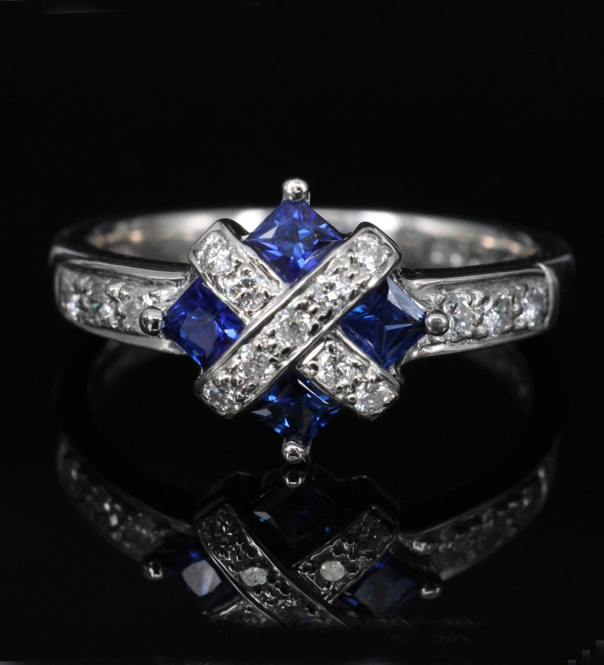 Fine 0.50ct Natural Royal Blue Sapphire & 0.25ct Diamond Platinum Ring, Size 6