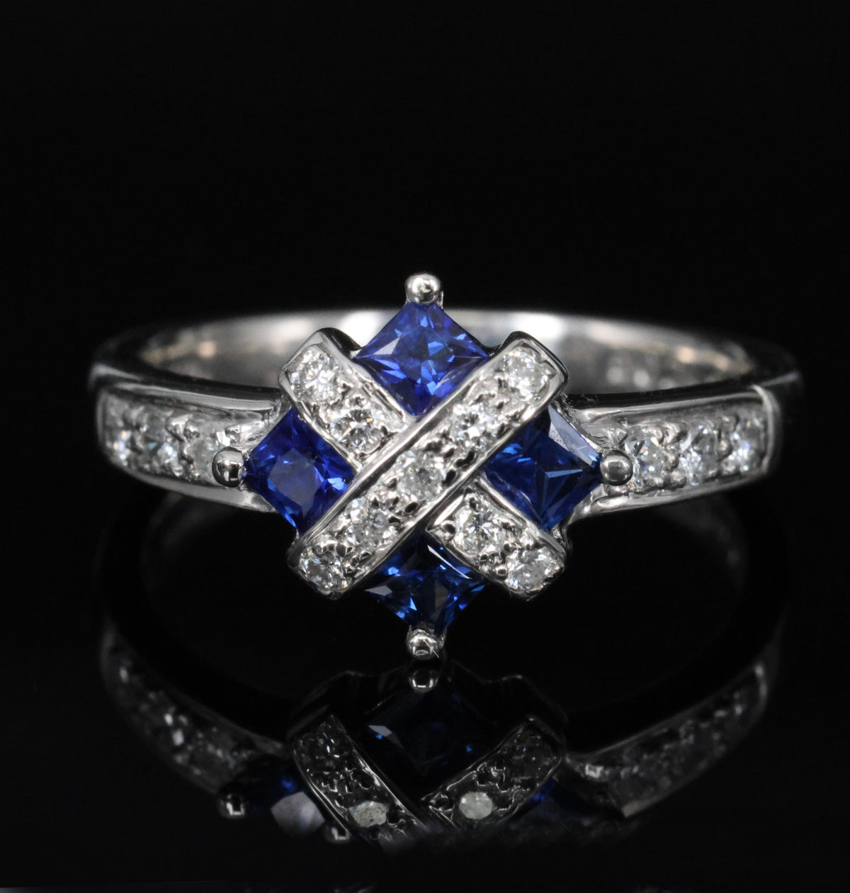 Fine 0.50ct Natural Royal Blue Sapphire & 0.25ct Diamond Platinum Ring, Size 6
